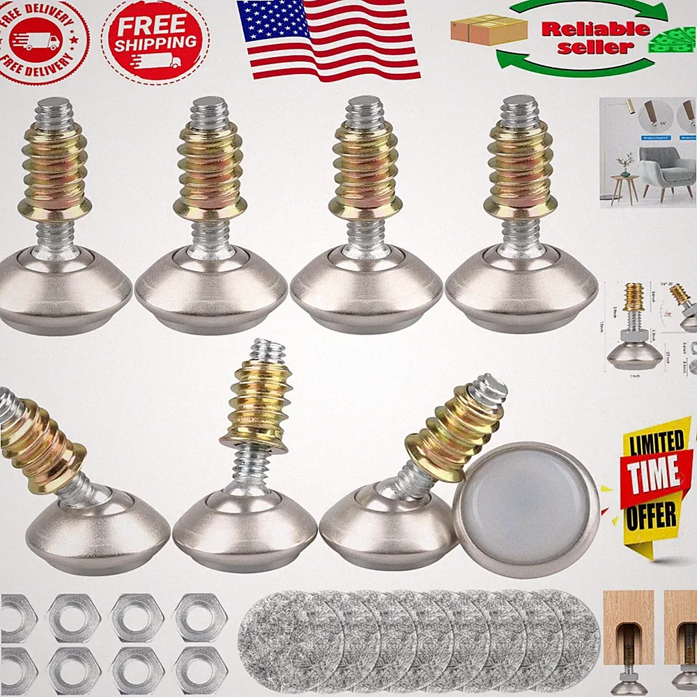 8-Pack Durable Swivel Levelers for Furniture – Height Adjustable & Non-Slip Base