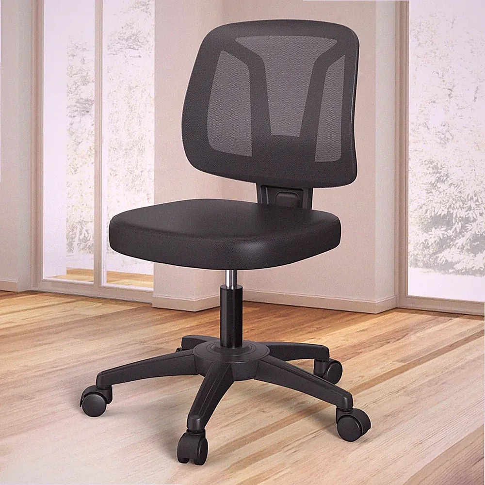 Armless Mid-Back Small Swivel Adjustable Computer Desk Office Chair without Armr