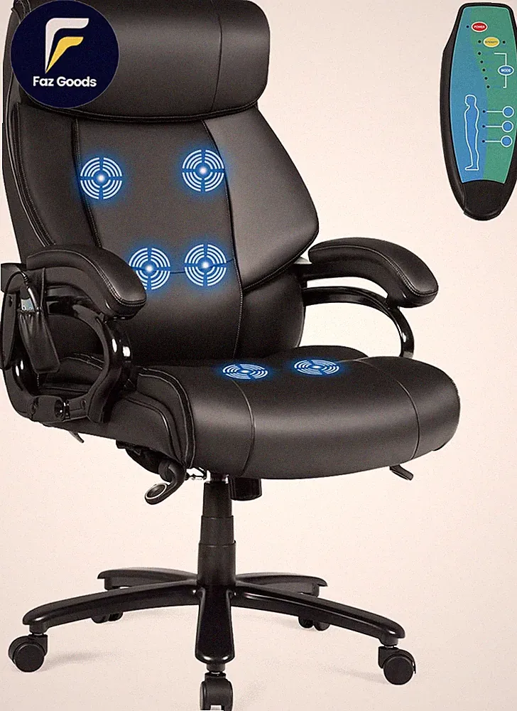 Big and Tall Office Chair 500Lbs Heavy Duty Executive Office Chair with 6 Massag