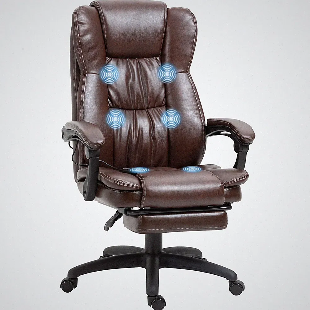 Ergonomic Massaging Vibrating PU Leather Home Office Swivel Desk Rocking Chair