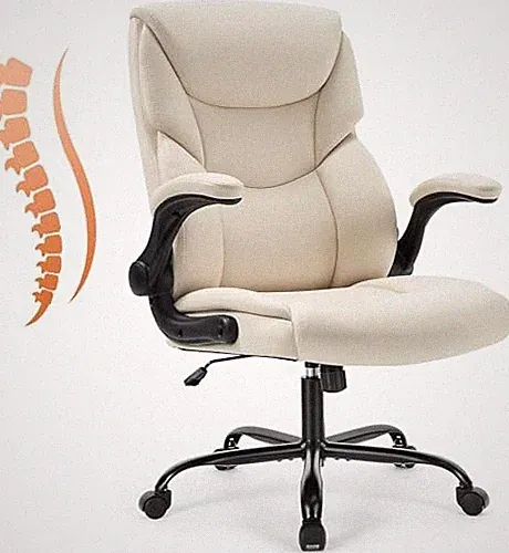 Ergonomic Office Chair Heavy Duty Task Desk Chair with Flip-up Beige 1 Pack