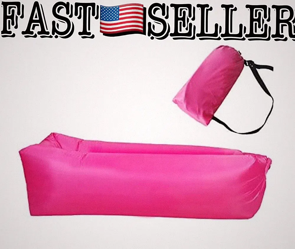 Inflatable Lounger with Carry Bag & Stake Lightweight & Waterproof (Pink)