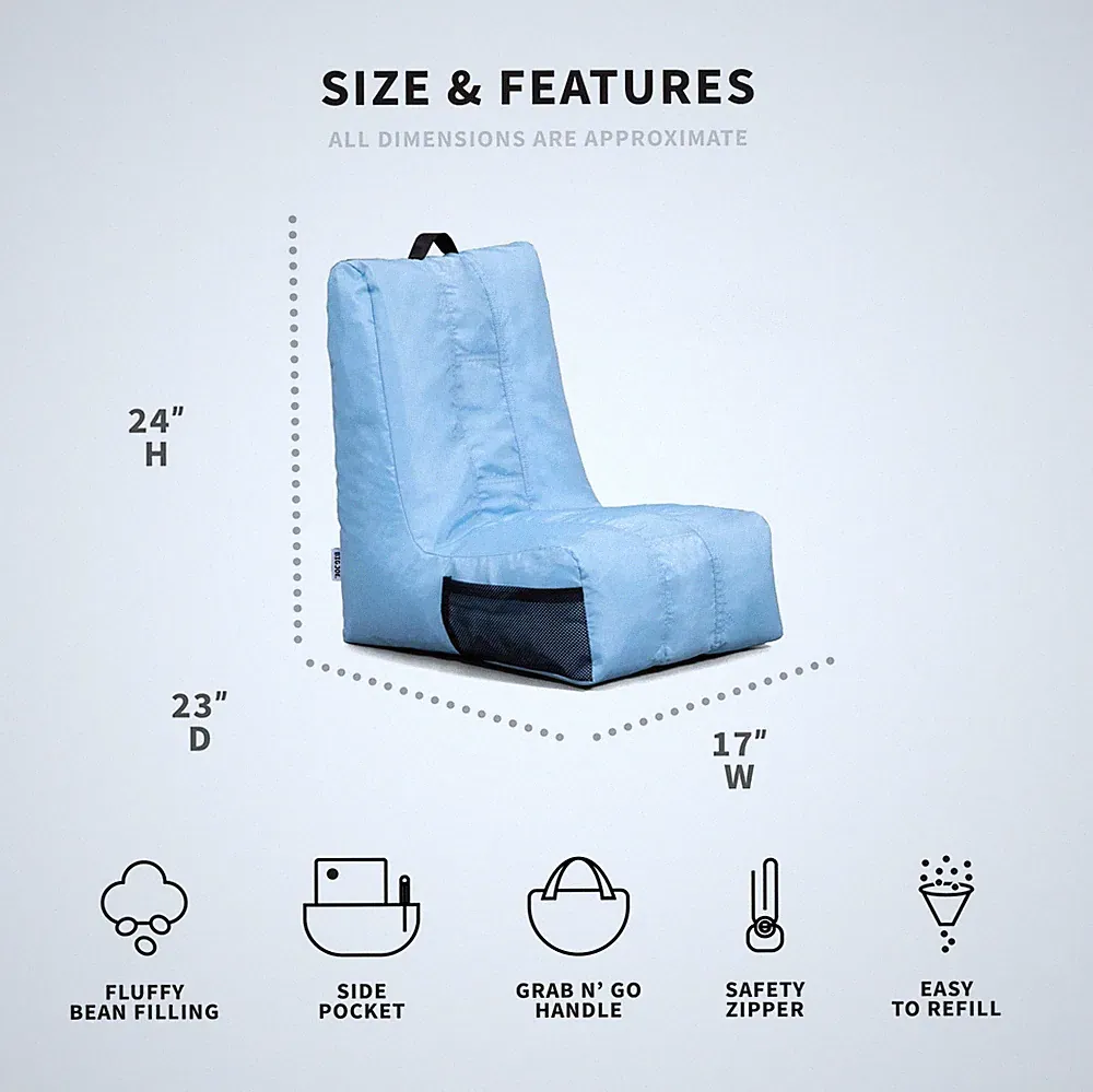 Lounger Bean Bag Chair, Kids, Clear Sky, Polyester Nylon Blend, 2 feet