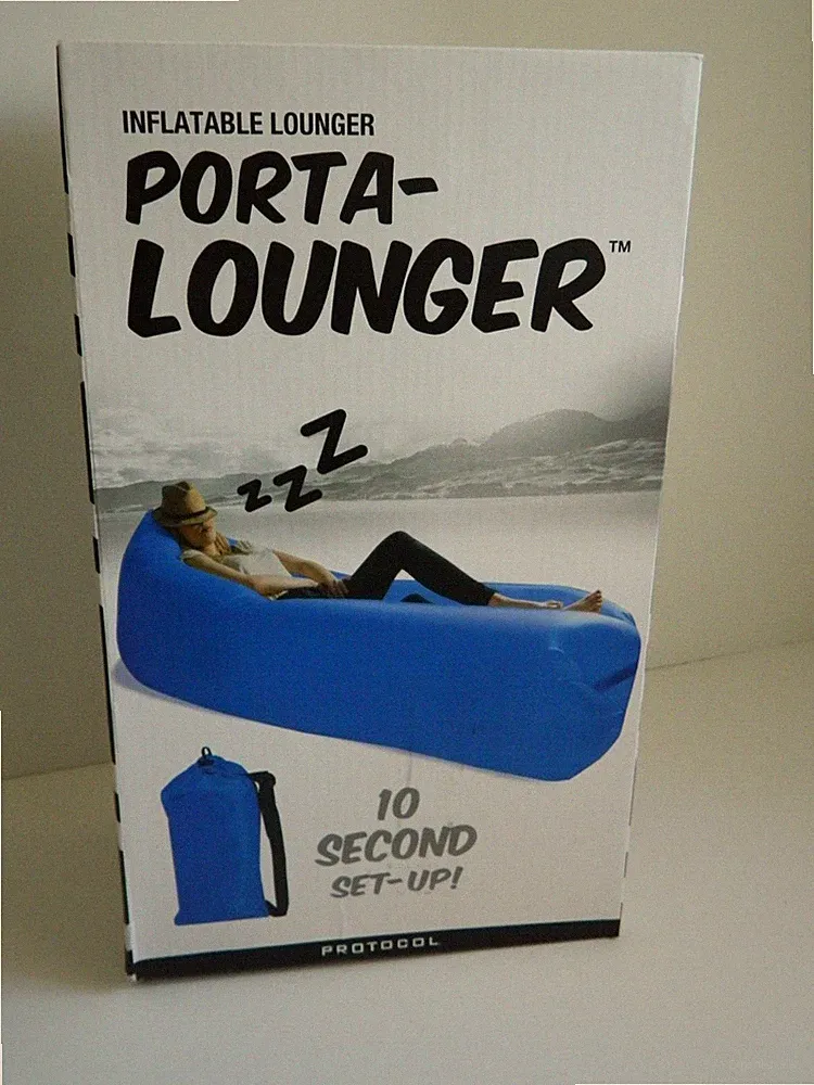 NEW Inflatable Lounger Porta-Lounger Protocol Blue Couch, Camping, Beach NIB