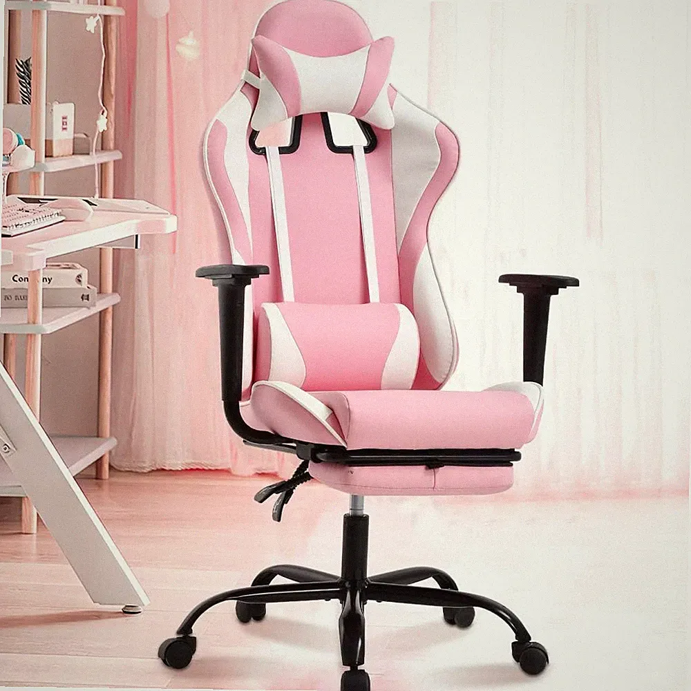 Pink Gaming Chair Office Chair Desk Chair for Girls, High Back Ergonomic PC Raci