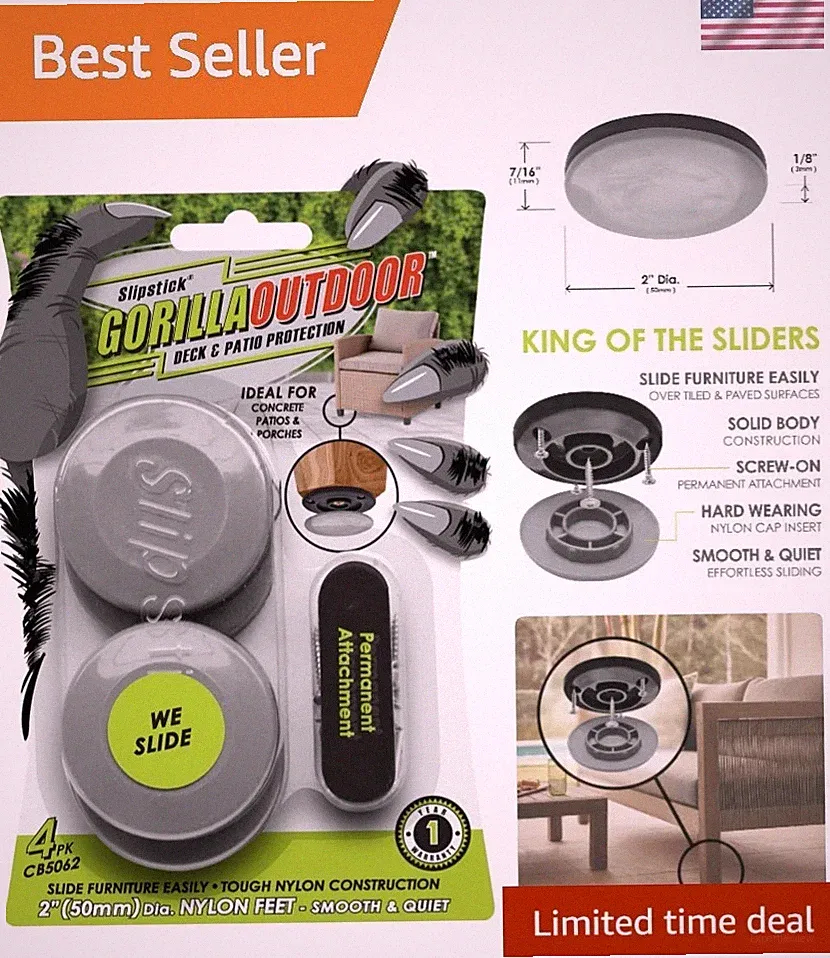 Set of 4 Nylon Glide Furniture Sliders - 2 Inch for Effortless Floor Protection