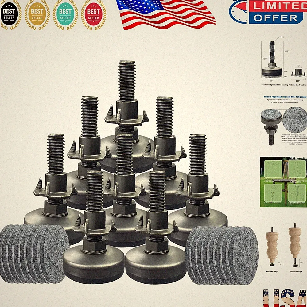 Versatile 8 Pack Furniture Levelers - Adjustable Height for 1320lb Support