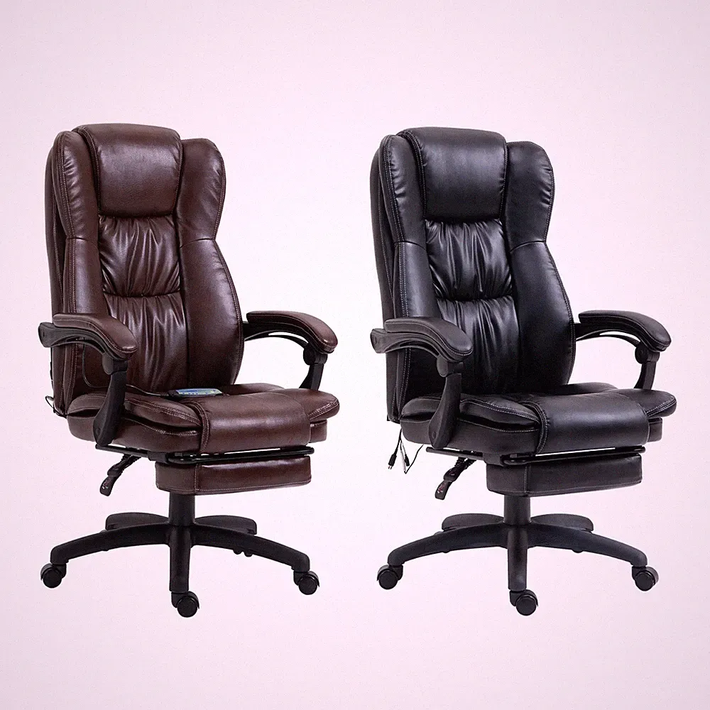 Vinsetto Adjustable Massage Office Chair w/ Reclining Back and Footrest