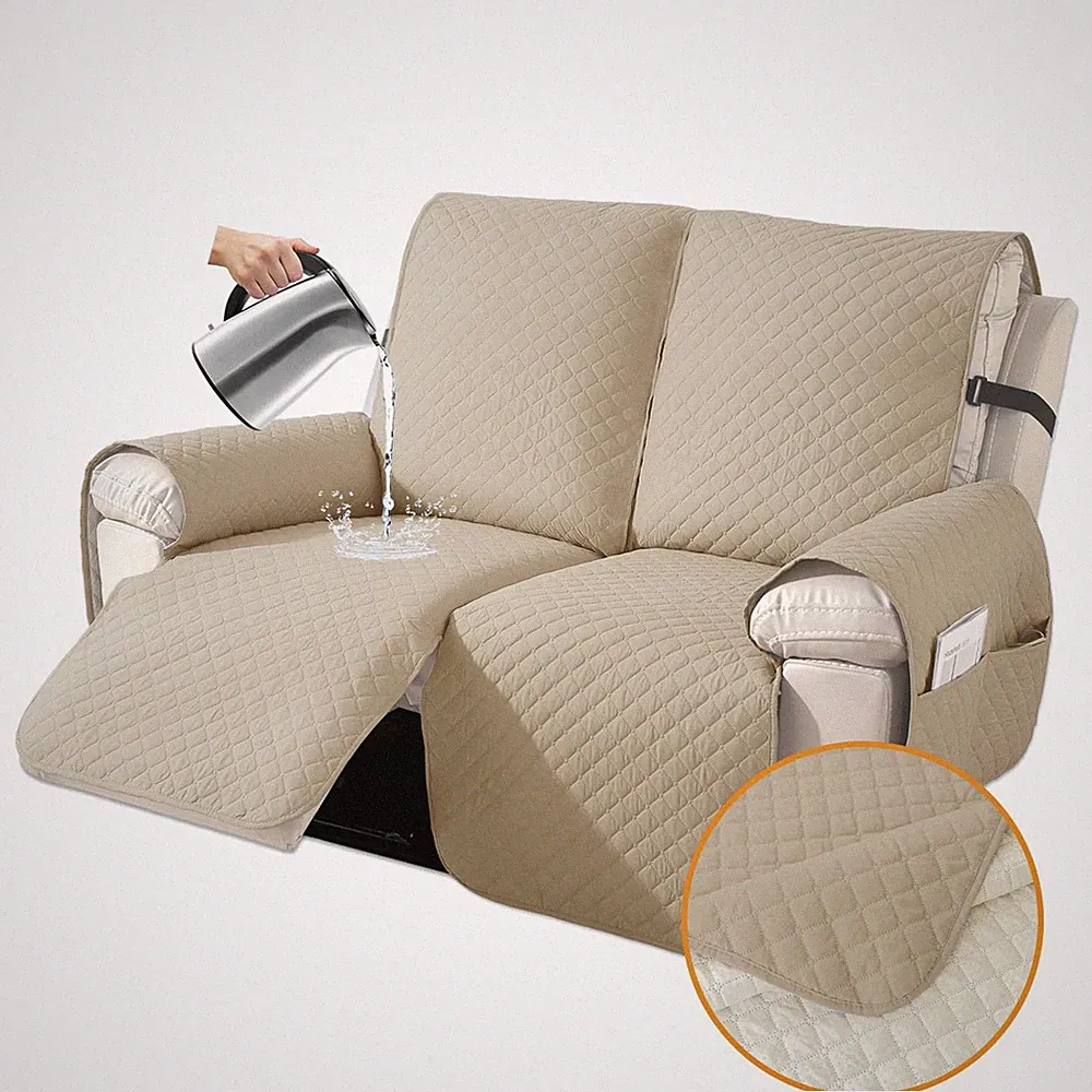 XINEAGE Water-Resistant Recliner Loveseat Cover with Pockets - 2 Seat Furniture